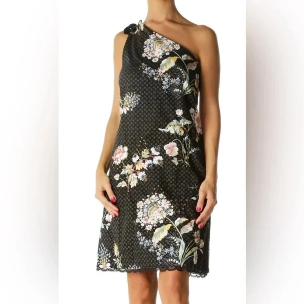 Maeve Black Floral One-Shoulder Dress - Picture 2 of 5